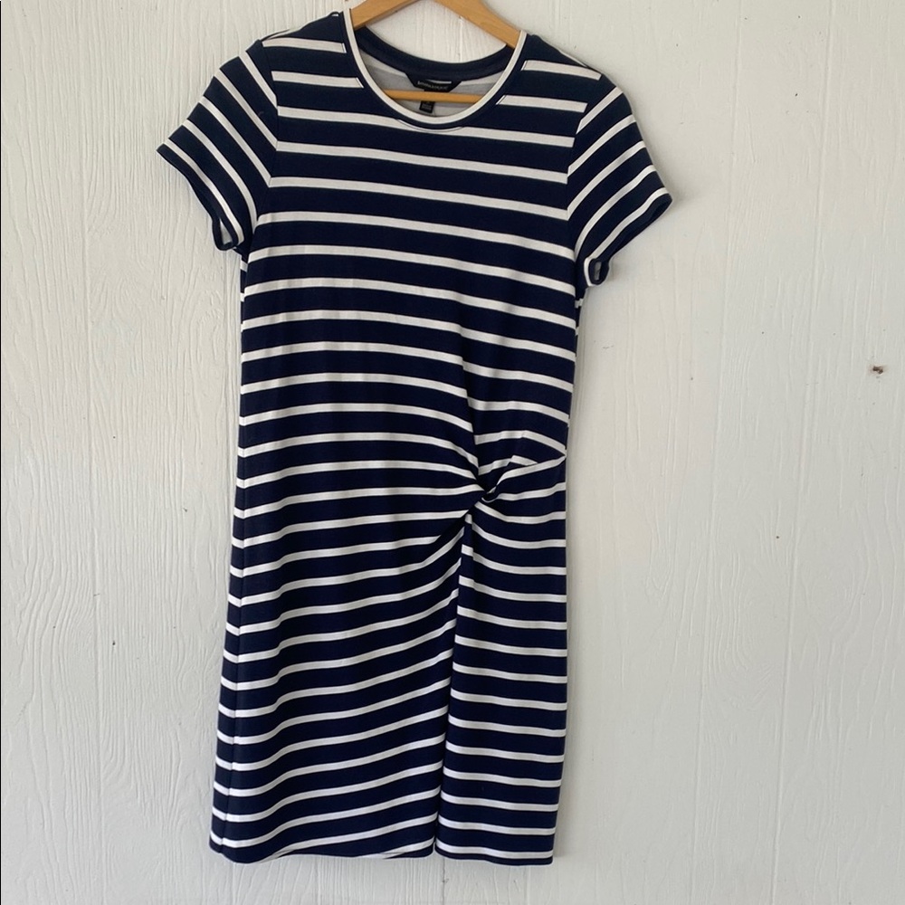 Banana Republic Petite Small Navy Striped Dress